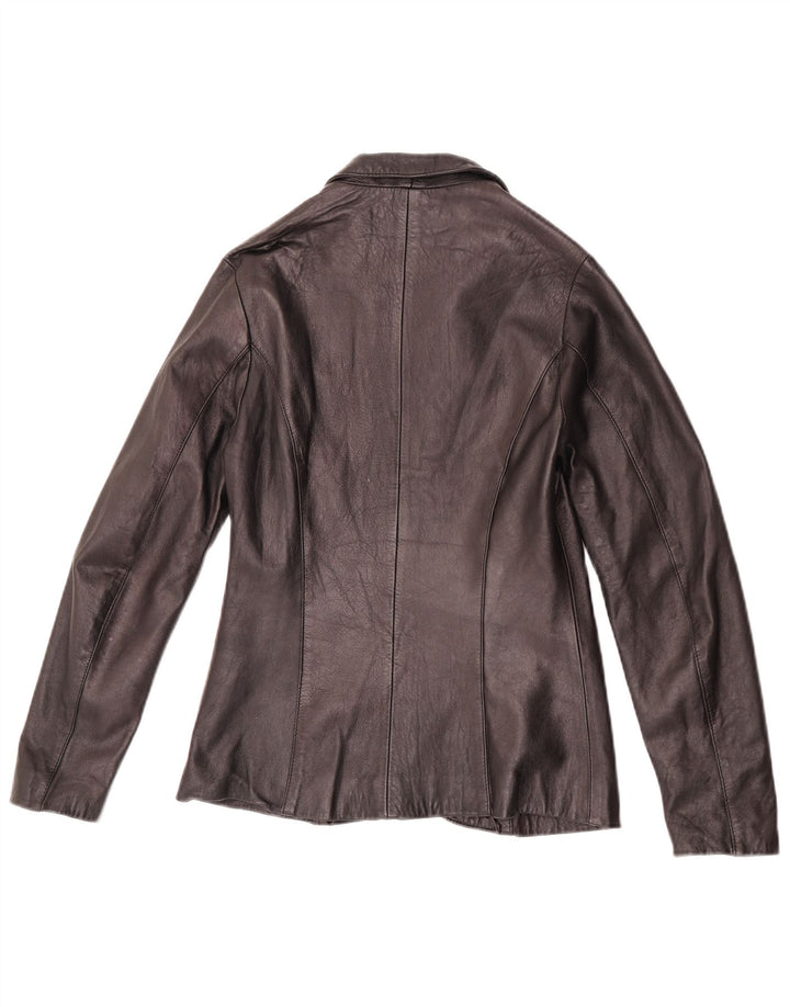 Vintage dame 1 knap læder blazerjakke IT 42 Medium Sort