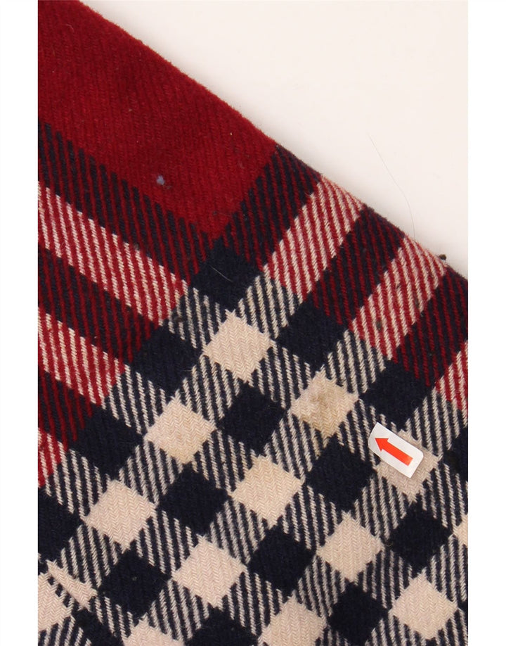 BENETTON Dame hætteoverfrakke UK 18 XL Rød Plaid Uld