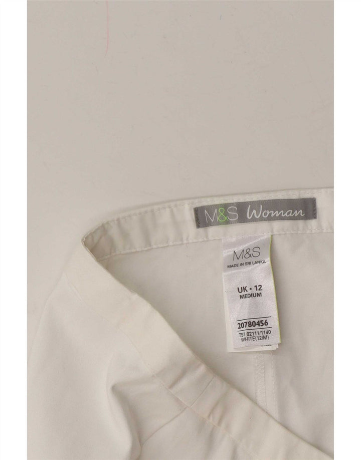 Marks & Spencer Dame Capri Bukser UK 12 Medium W30 L21 Hvid Bomuld