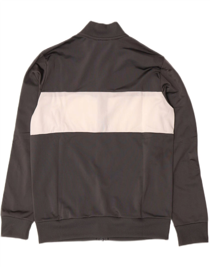 ADIDAS Boys Tracksuit Top Jacket 13-14 Years Grey Colourblock Polyester