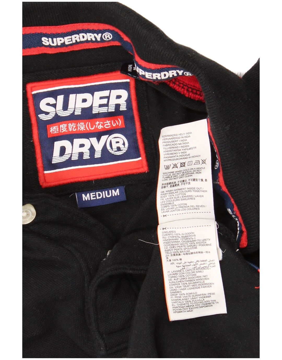 SUPERDRY Grafisk poloshirt til mænd Medium Sort Colourblock Bomuld