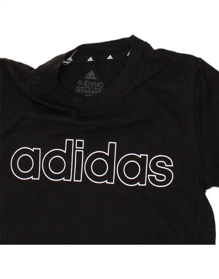 ADIDAS Boys Graphic T-Shirt Top 9-10 Years Black Cotton | Vintage Adidas | Thrift | Second-Hand Adidas | Used Clothing | Messina Hembry 