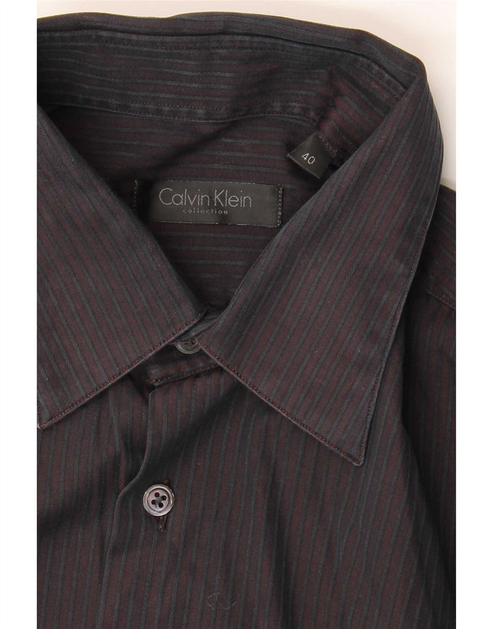 Calvin Klein herreskjorte str. 40 Medium Bourgogne nålestribe