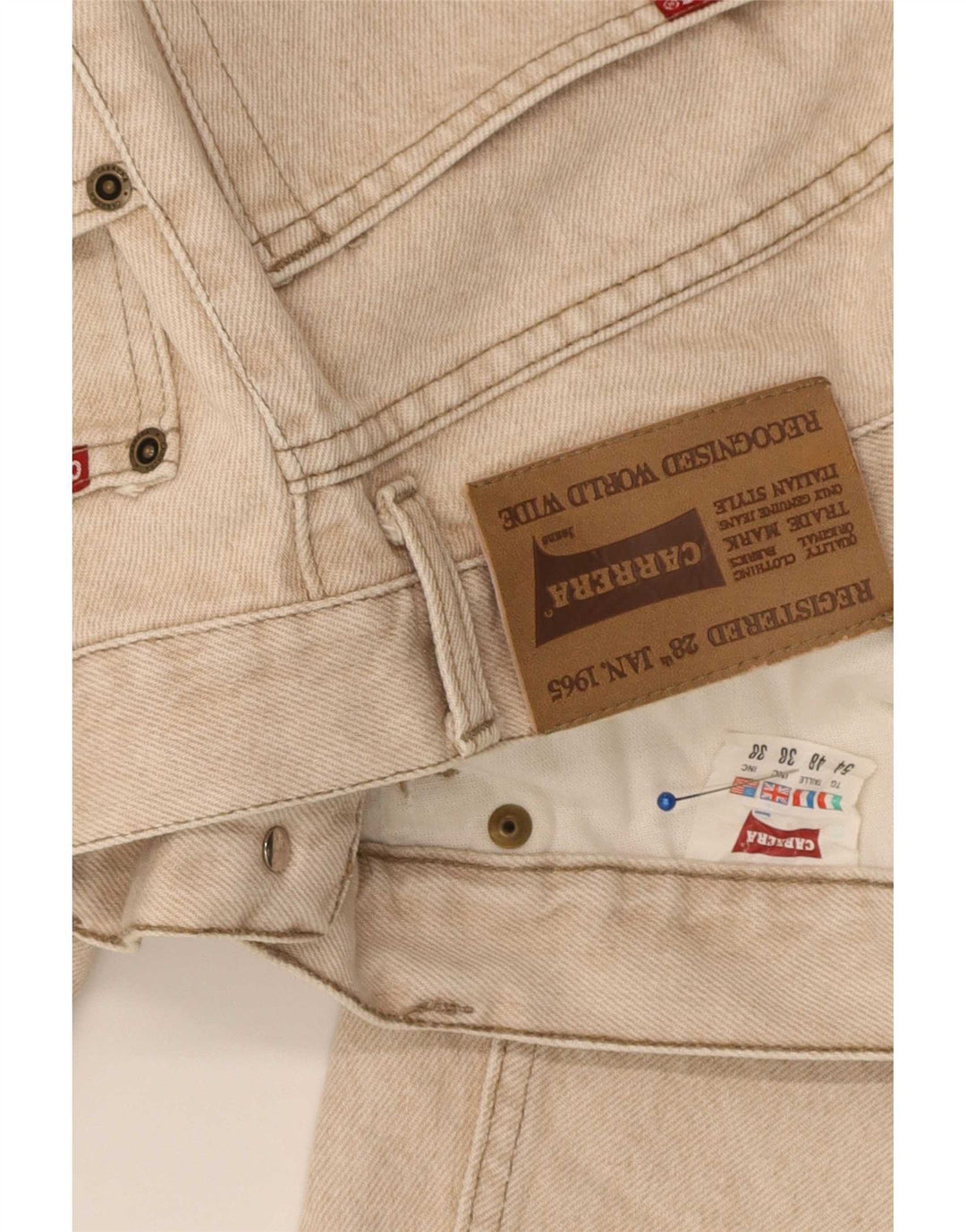 Carrera Straight Jeans til mænd W38 L32 Beige Bomuld