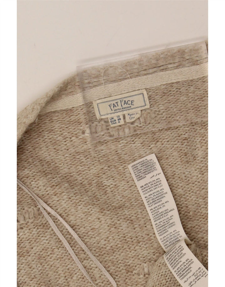 FAT FACE Womens Oversized Open Cardigan Sweater UK 10 Small Beige Nylon Vintage Fat Face and Second-Hand Fat Face from Messina Hembry 