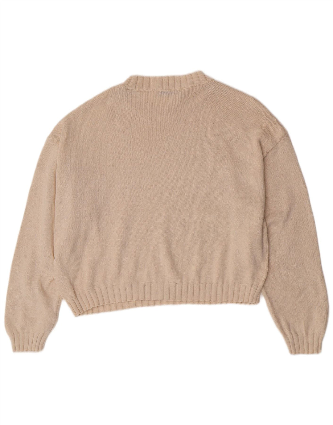 ZARA Womens Crop Oversized Crew Neck Jumper Sweater UK 10 Small Off White