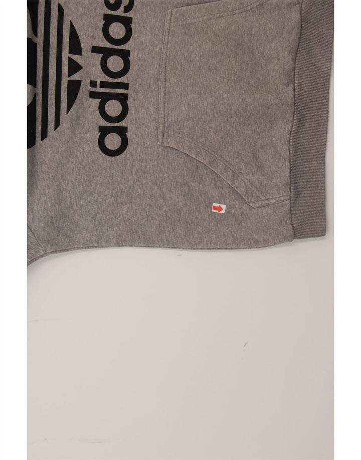 ADIDAS Mens Graphic Hoodie Jumper Small Grey Cotton Vintage Adidas and Second-Hand Adidas from Messina Hembry 