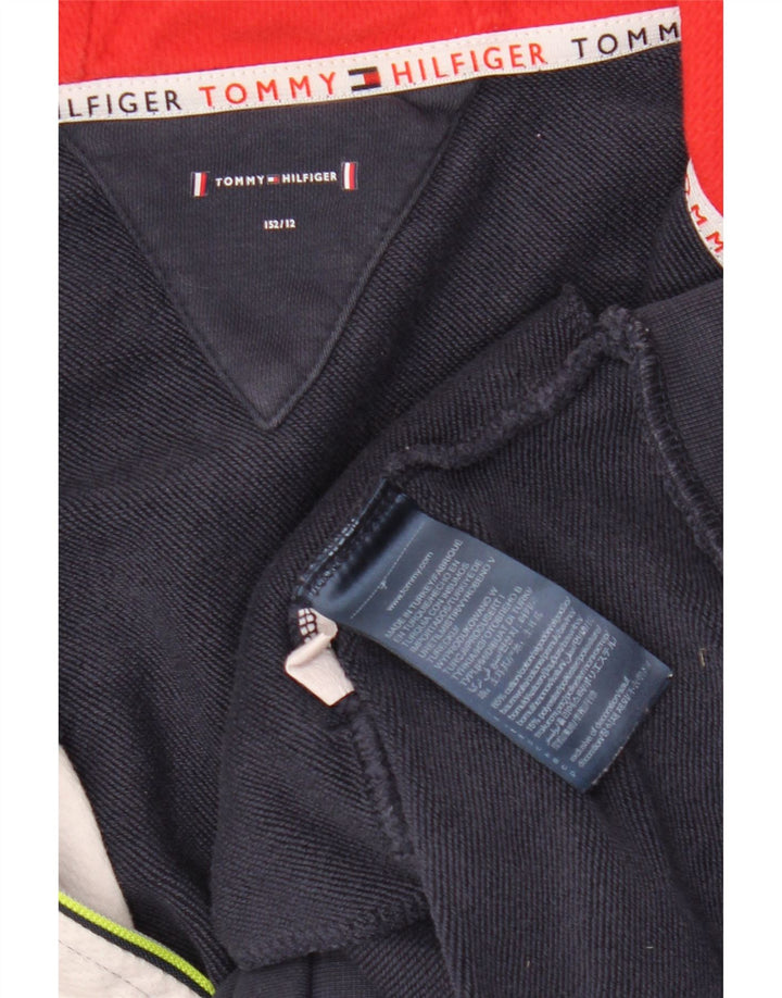 TOMMY HILFIGER hættetrøje med lynlås til drenge 11-12 år marineblå farveblok