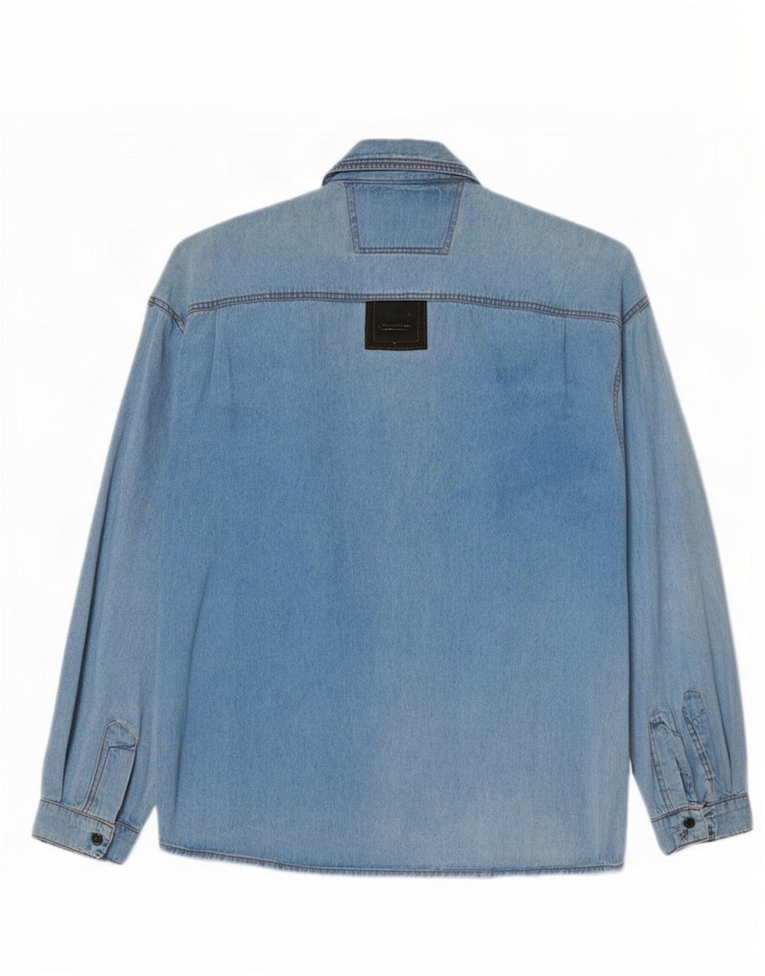 Vintage denimskjorte til mænd, stor blå farveblok