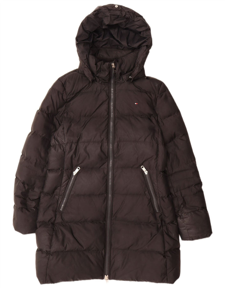 Tommy Hilfiger Dame Hætte Polstret Frakke UK 18 XL Sort Polyester