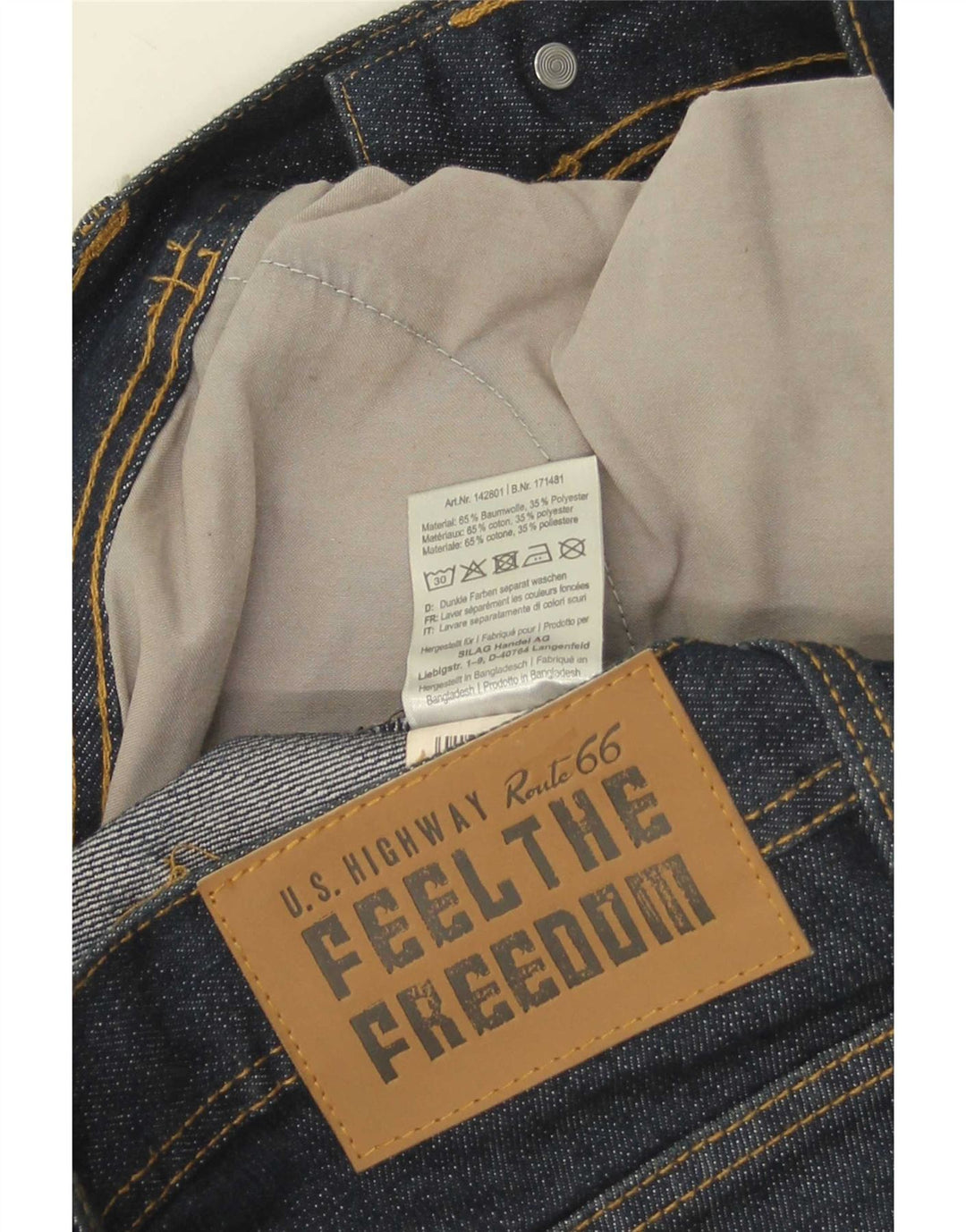 Route 66 Straight Jeans til mænd W36 L30 Marineblå Bomuld