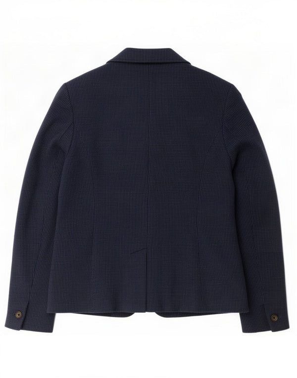 Joules Dame 2 Button Blazer Jacket UK 14 Large Navy Blue Houndstooth