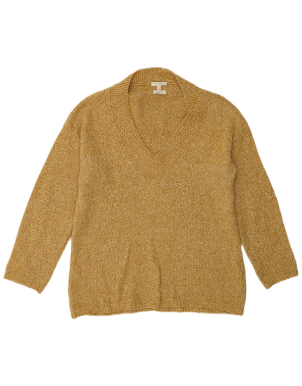 Massimo Dutti Dame V-hals sweater UK 10 Small Yellow Flecked