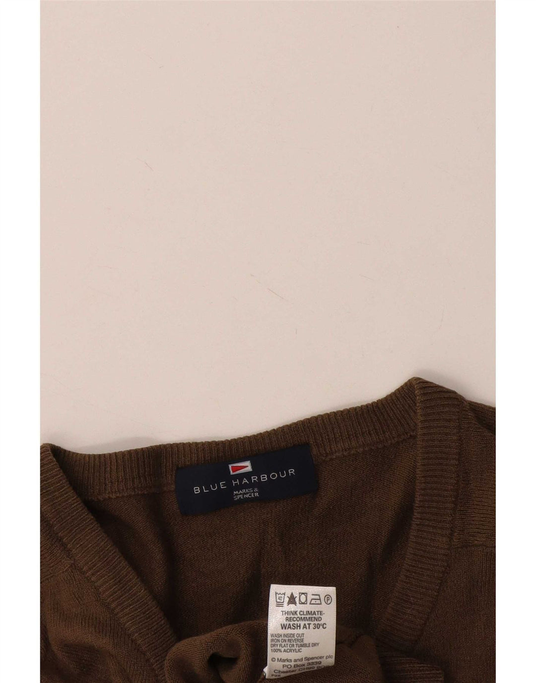 Marks & Spencer Herre Blue Harbor V-hals sweater Stor brun akryl