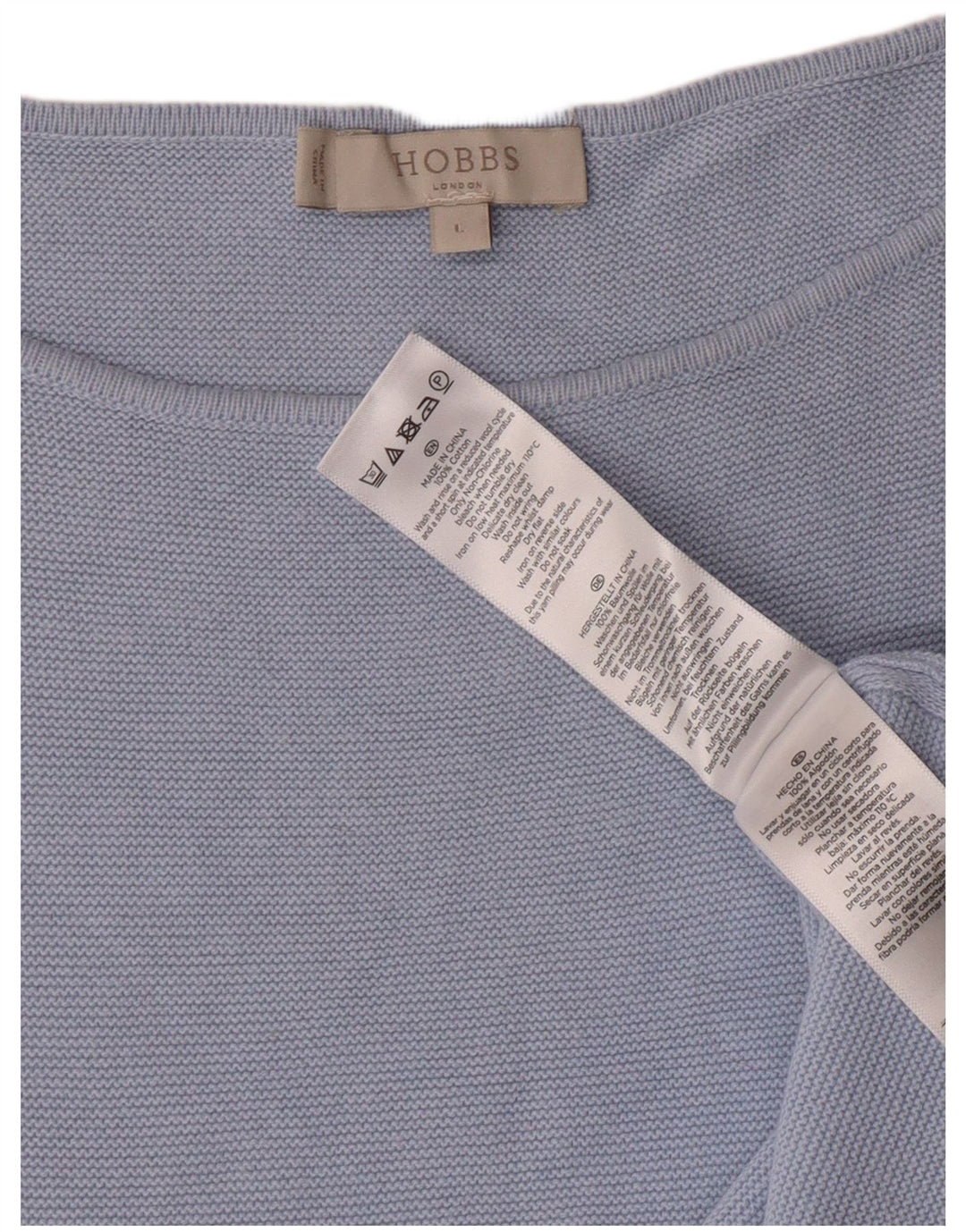 Hobbs Dame Boat Neck Jumper Sweater UK 16 Large Blue Cotton Classic