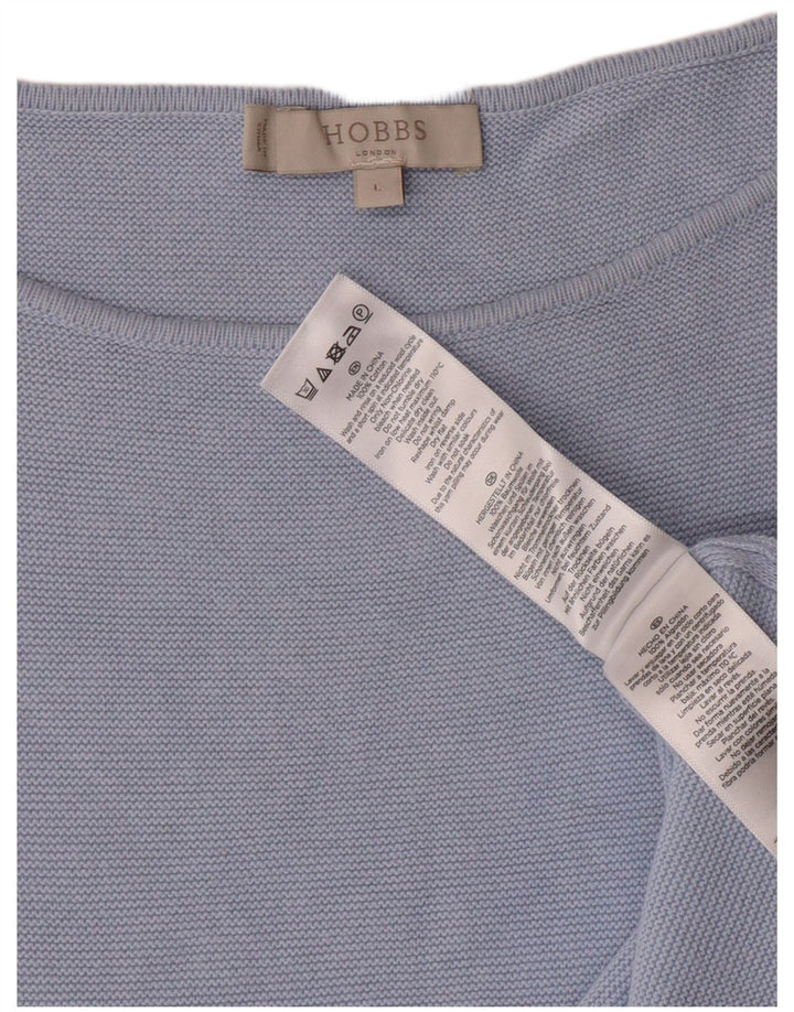 Hobbs Dame Boat Neck Jumper Sweater UK 16 Large Blue Cotton Classic