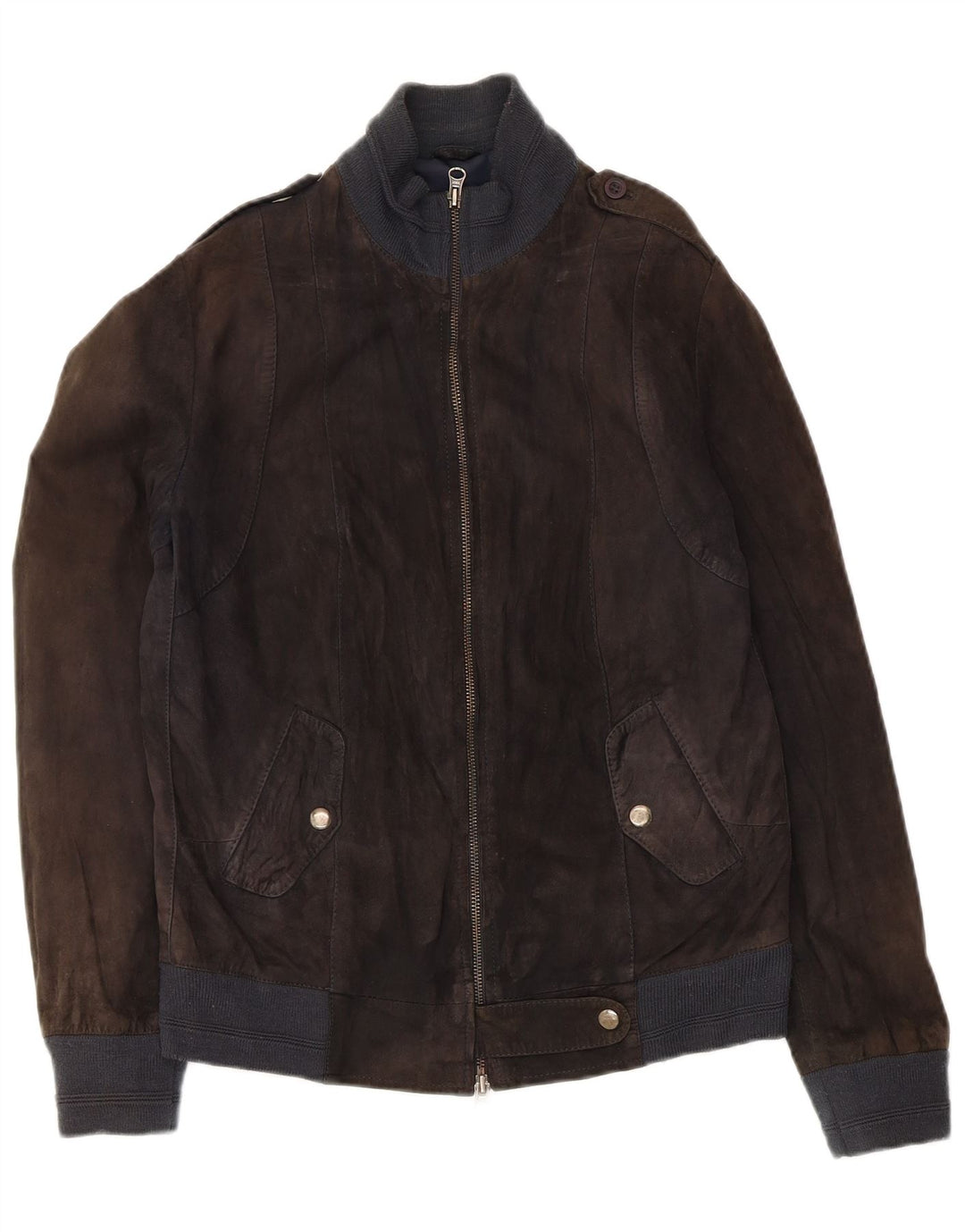 Koan Womens Military Suede Bomber Jacket IT 44 Medium Black Læder