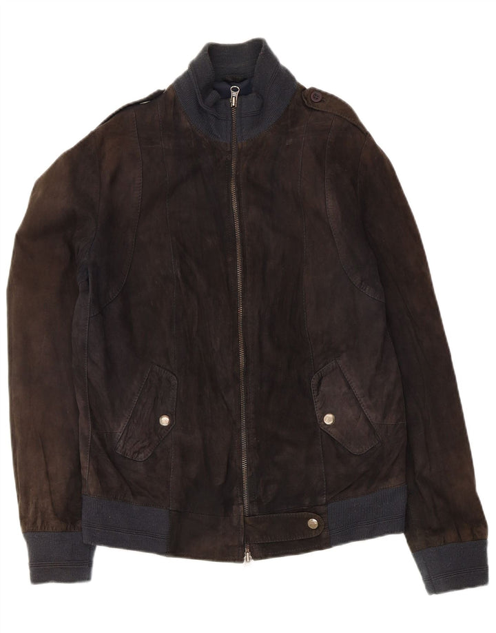 Koan Womens Military Suede Bomber Jacket IT 44 Medium Black Læder