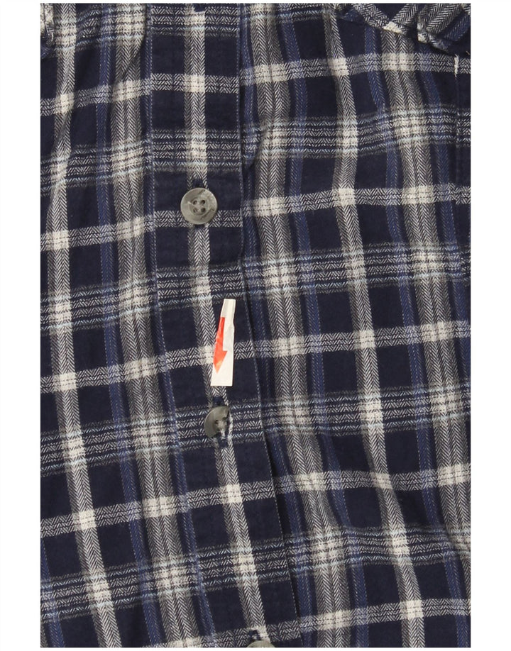 Eddie Bauer Dame Flanelskjorte UK 14 Medium Navy Blue Ternet Bomuld