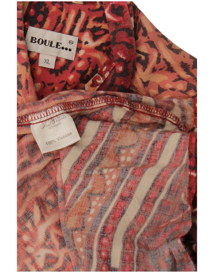 BOULEE Mens Abstract Pattern Short Sleeve Shirt XL Red Viscose