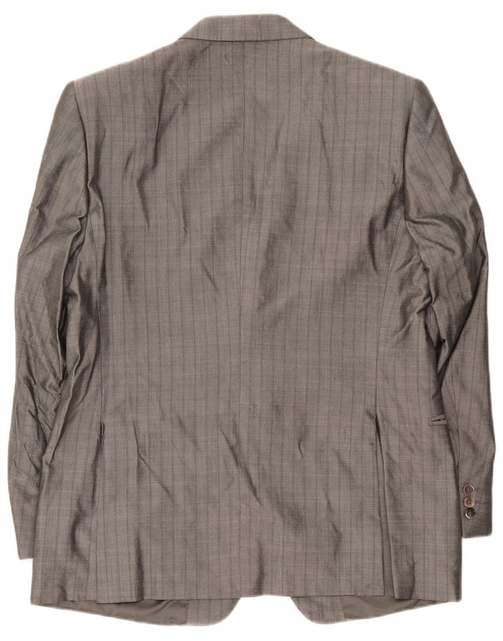 Pierre Cardin Herre 2-knaps blazerjakke UK 38 Medium Grå Stribet Silke