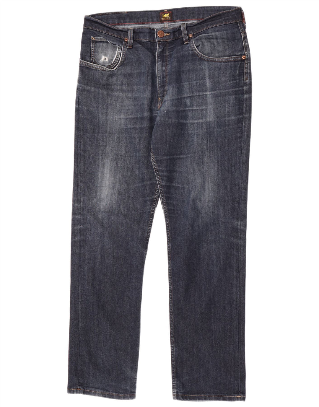 Lee Herre Brooklyn Straight Jeans W34 L30 Marineblå Bomuld