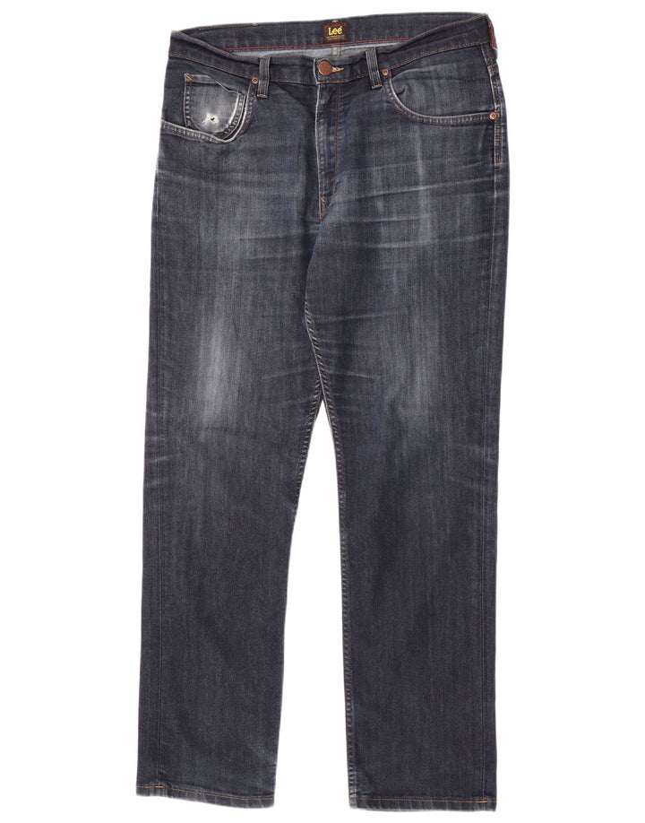 Lee Herre Brooklyn Straight Jeans W34 L30 Marineblå Bomuld