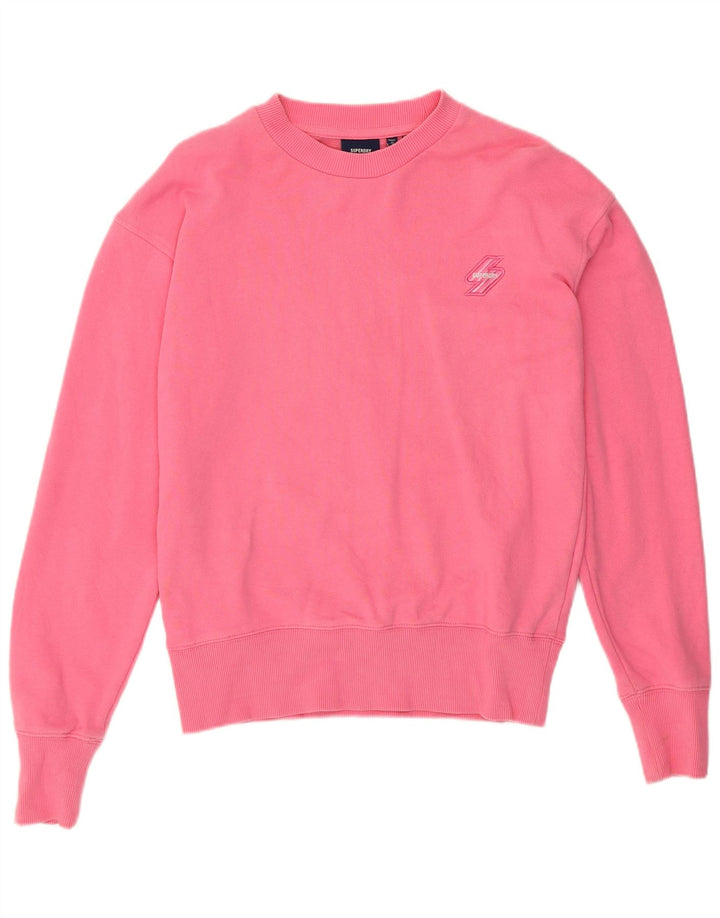Superdry Womens Oversized Sweatshirt Jumper UK 8 Small Pink Bomuld
