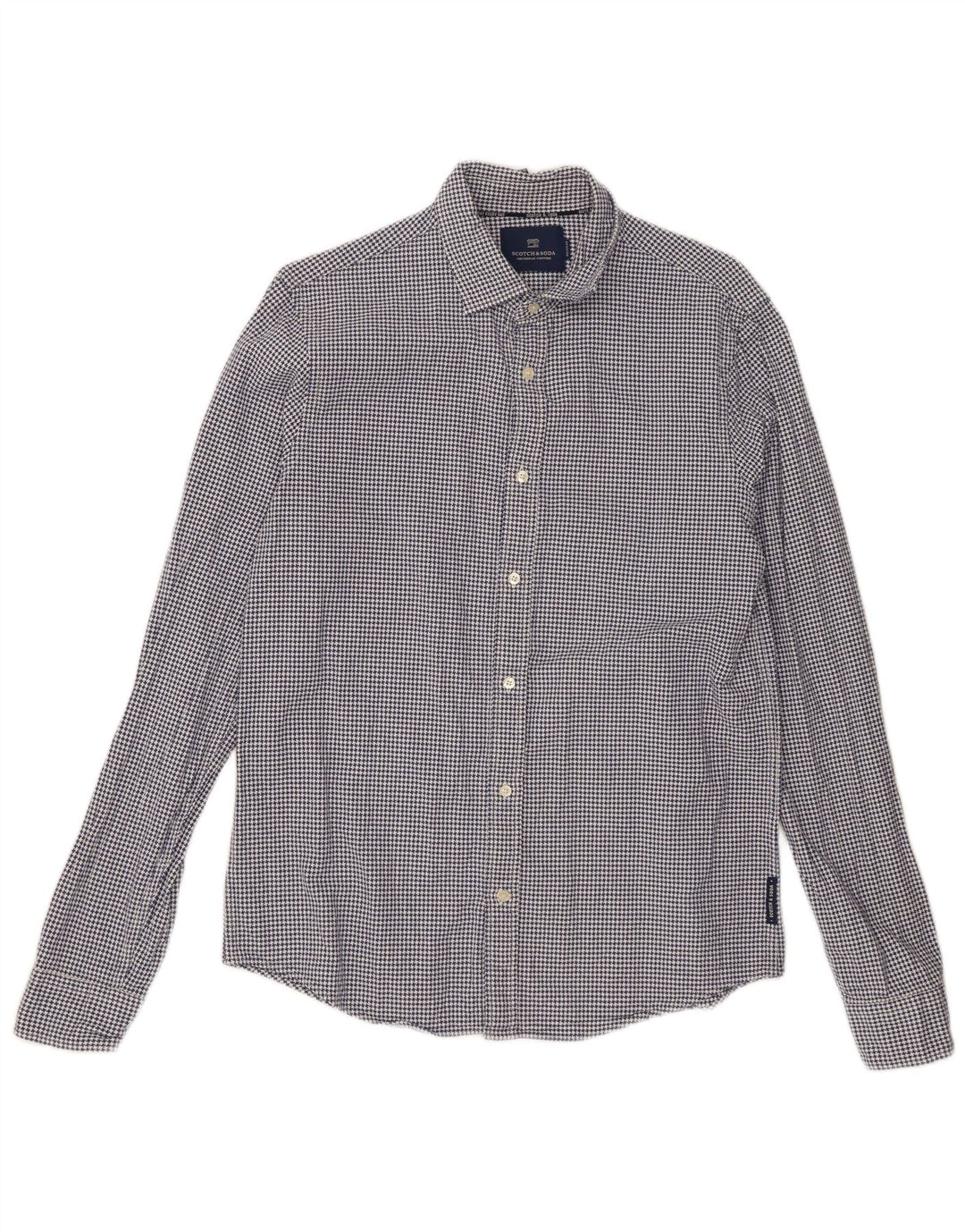 Scotch & Soda Herreskjorte Medium Blue Houndstooth Bomuld