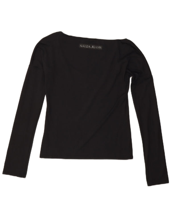 Krizia Jeans Dame Crop Top Langærmet UK 16 Large Black