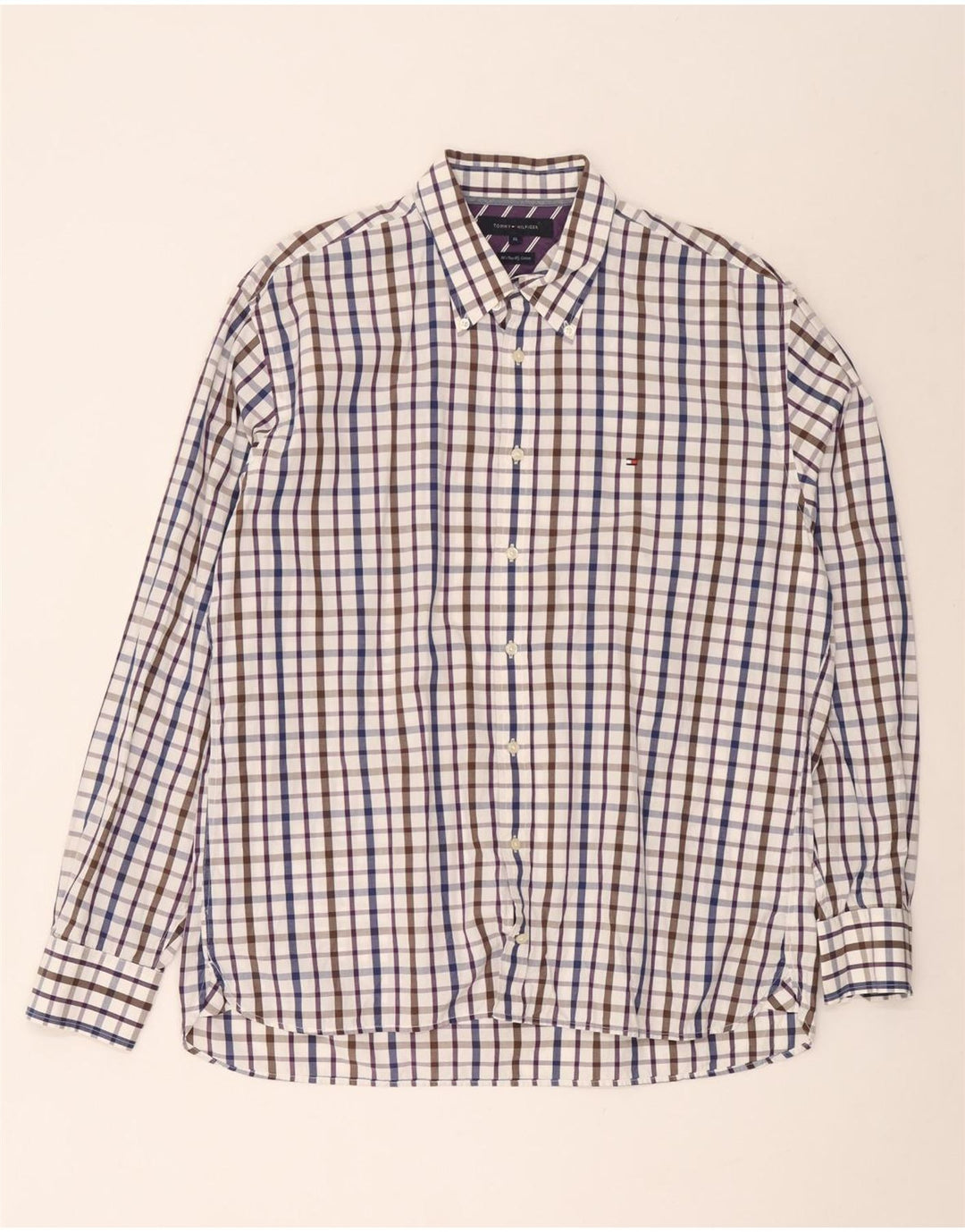 Tommy Hilfiger herreskjorte XL flerfarvet ternet bomuld