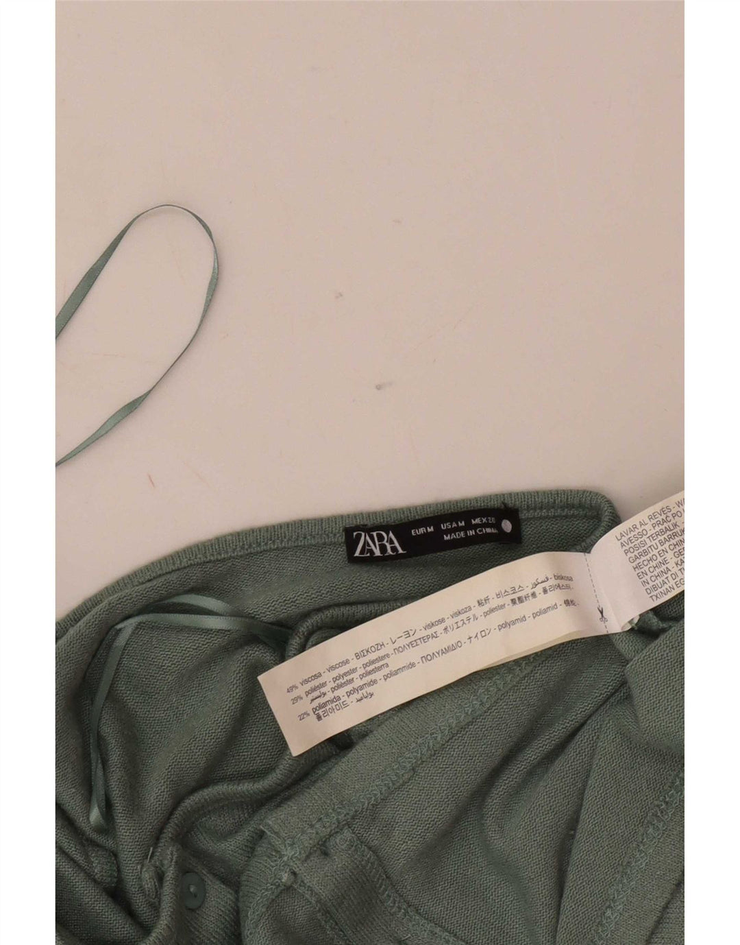Zara Womens Crop Cardigan Top UK 12 Medium Green Viscose