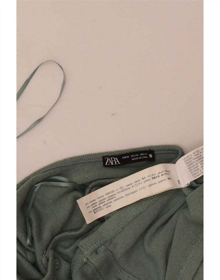 Zara Womens Crop Cardigan Top UK 12 Medium Green Viscose
