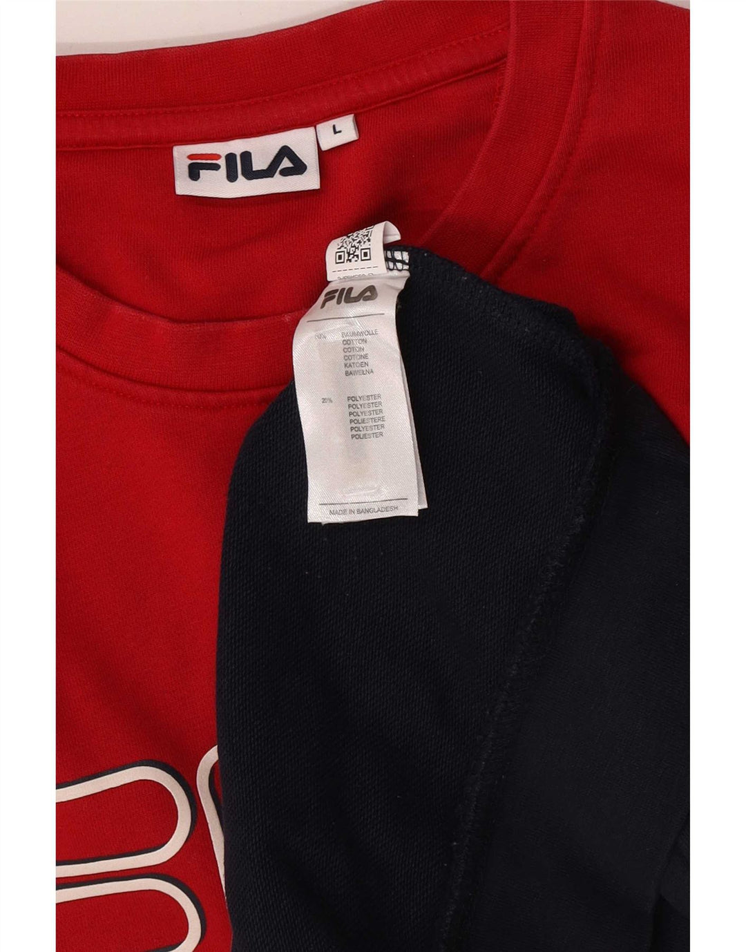 Fila Herre grafisk sweatshirt Jumper Large Navy Blue Colourblock Bomuld