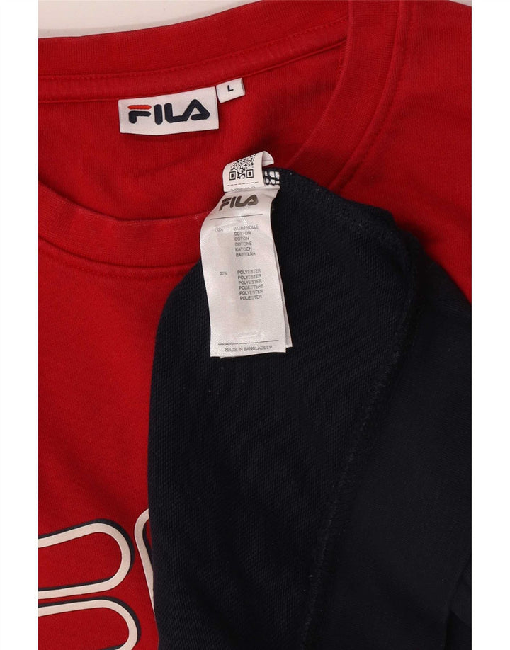 Fila Herre grafisk sweatshirt Jumper Large Navy Blue Colourblock Bomuld