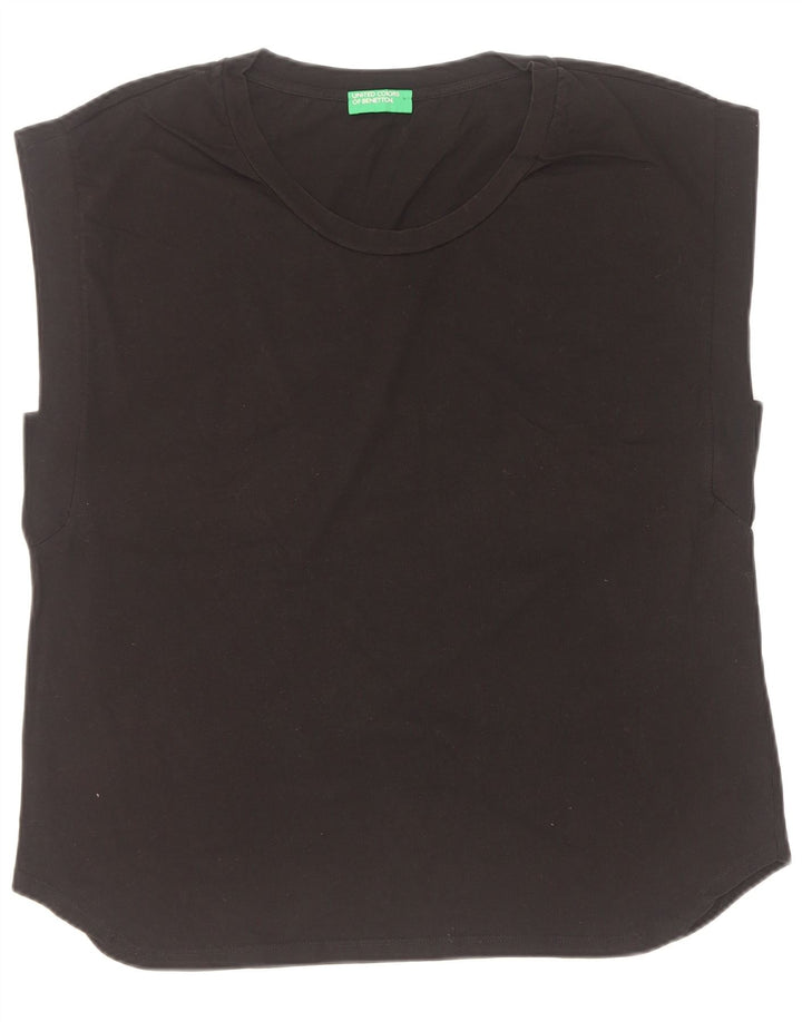 Benetton Damevest Top UK 18 XL Sort Bomuld