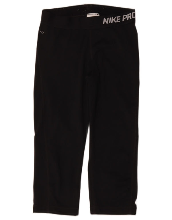 Nike Dame Dri Fit Grafiske Capri Leggings UK 8 Small Black Polyester