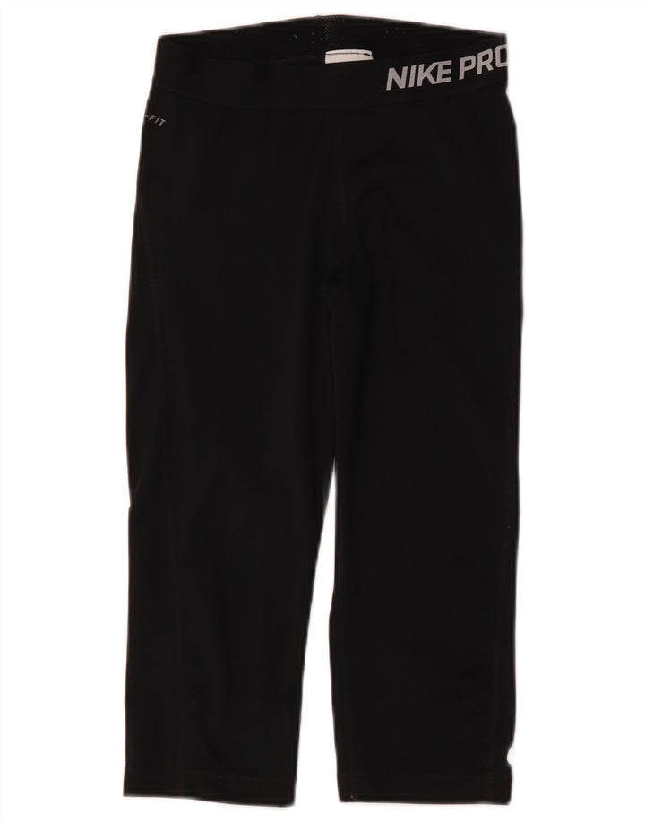 Nike Dame Dri Fit Grafiske Capri Leggings UK 8 Small Black Polyester