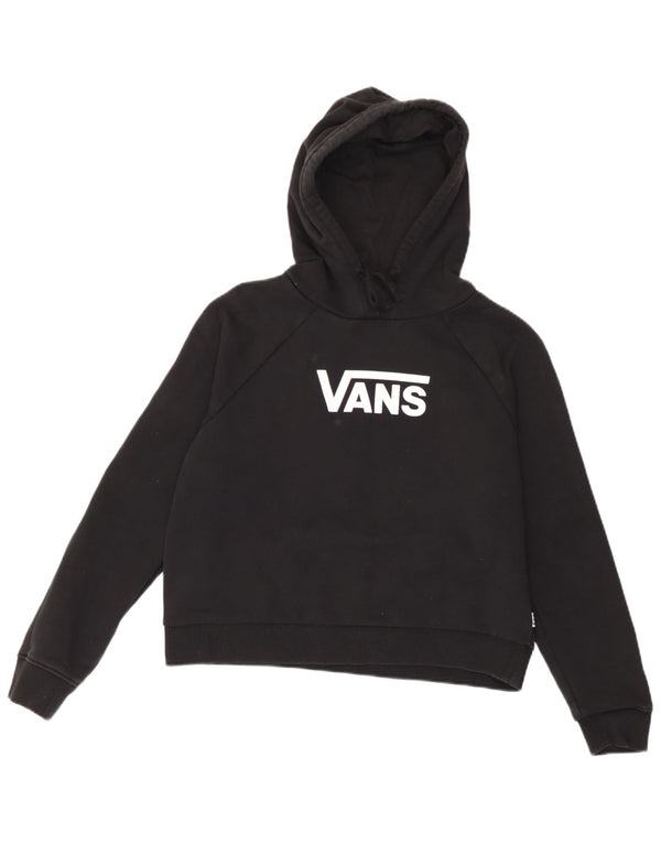Vans Graphic Crop Hoodie Jumper UK 10 Small Black Bomuld
