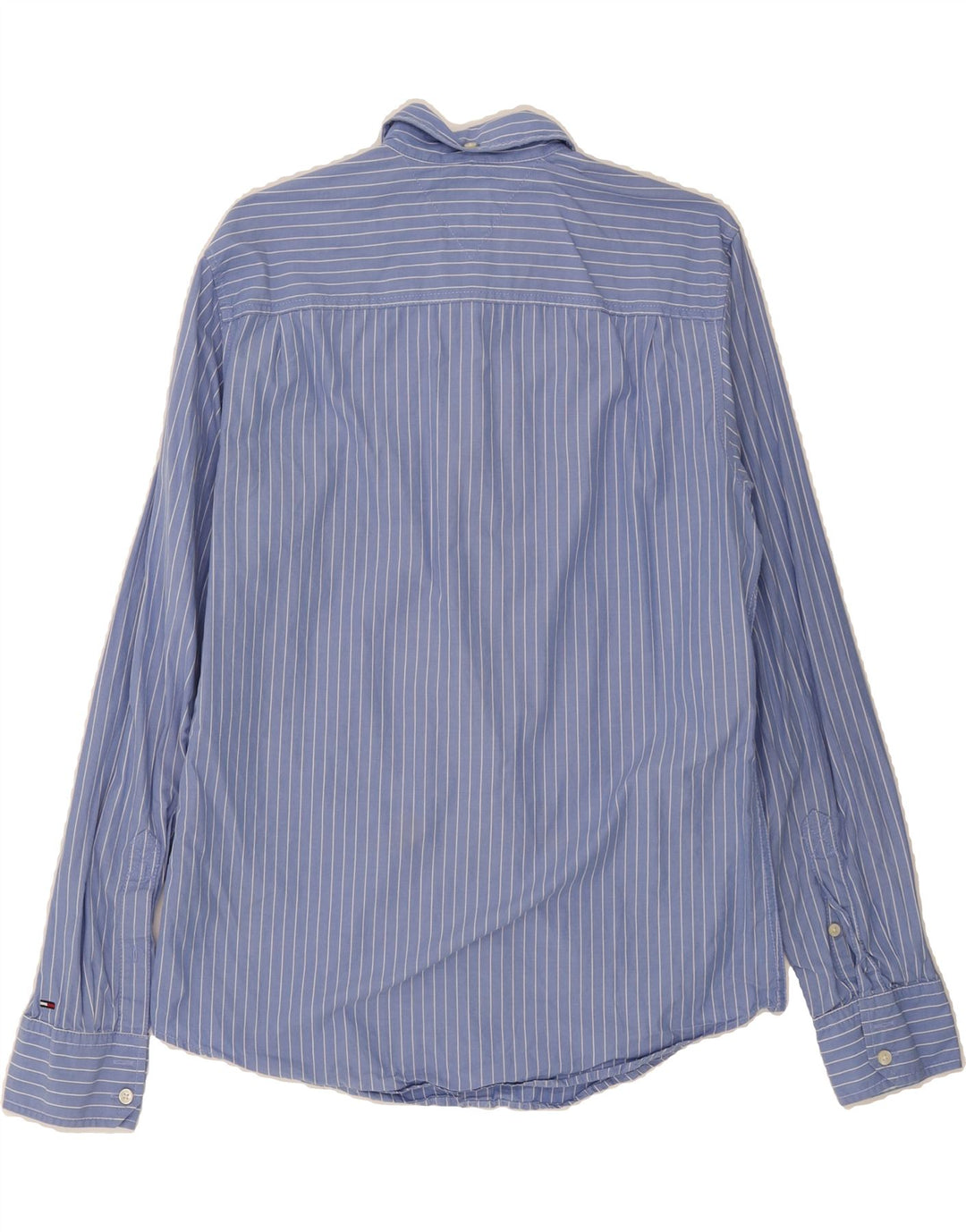 TOMMY HILFIGER Mens Shirt Large Blue Striped Cotton Vintage Tommy Hilfiger and Second-Hand Tommy Hilfiger from Messina Hembry 