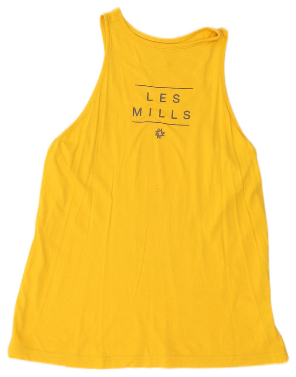 Reebok Dame Les Mills Grafisk Vest Top UK 8/10 Lille Gul