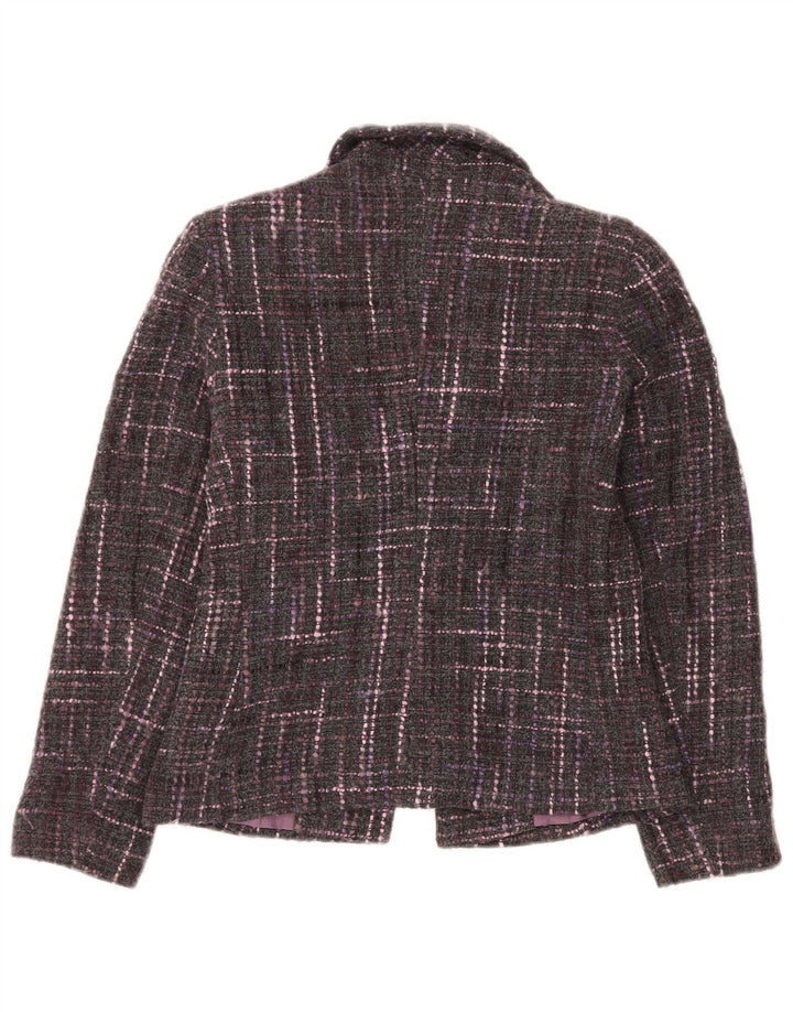 Marks & Spencer Dame 1 Knap Blazer Jacket UK 10 Small Grey Check