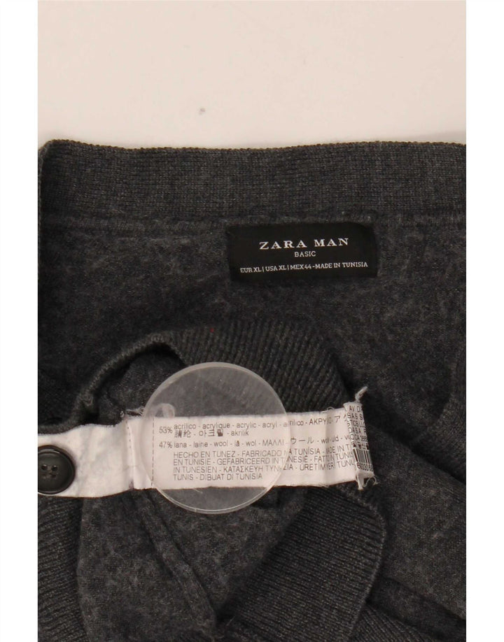 Zara Herre Cardigan Sweater XL Grå Akryl