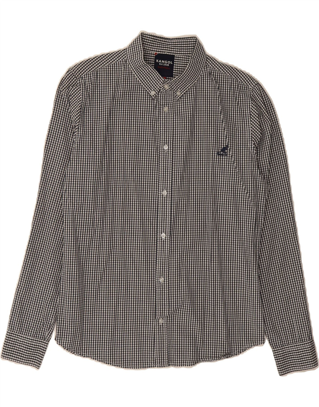 KANGOL Mens Shirt Medium Black Gingham Cotton Vintage Kangol and Second-Hand Kangol from Messina Hembry 