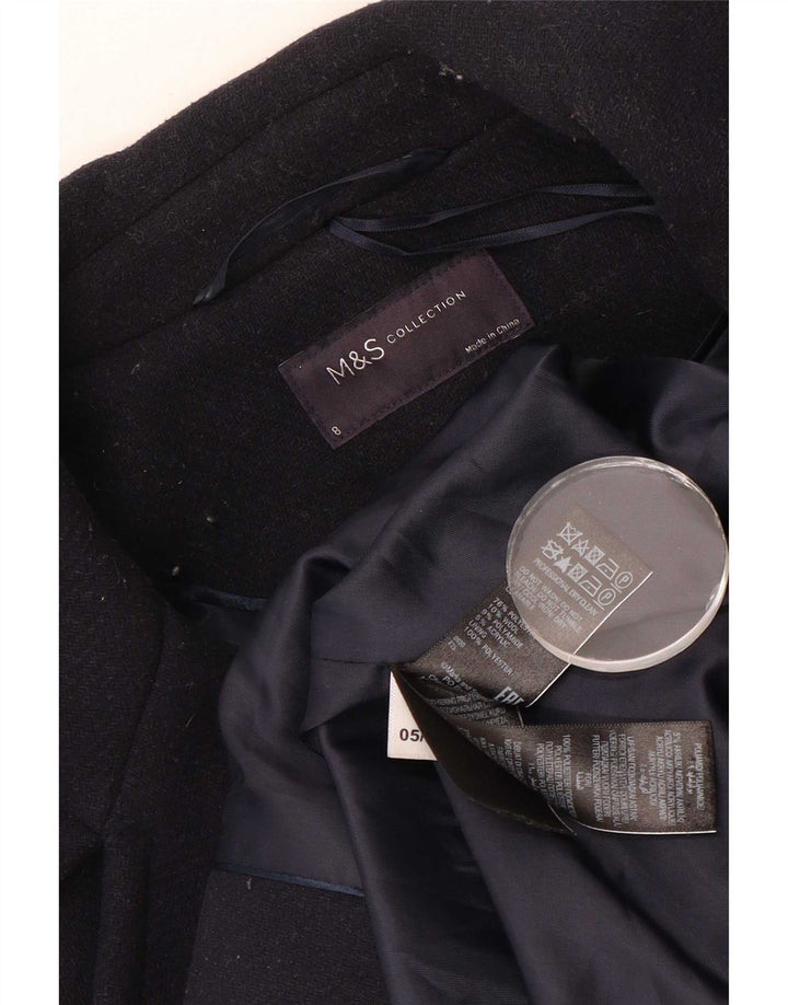 Marks & Spencer Dame Oversized Pea Coat UK 8 Small Navy Blue Polyester