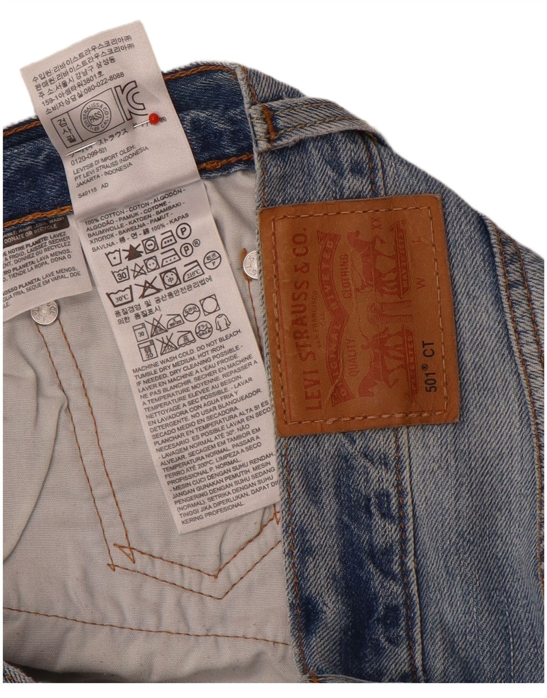 Levi's Dame 501 CT Distressed Straight Jeans W26 L29 Blå