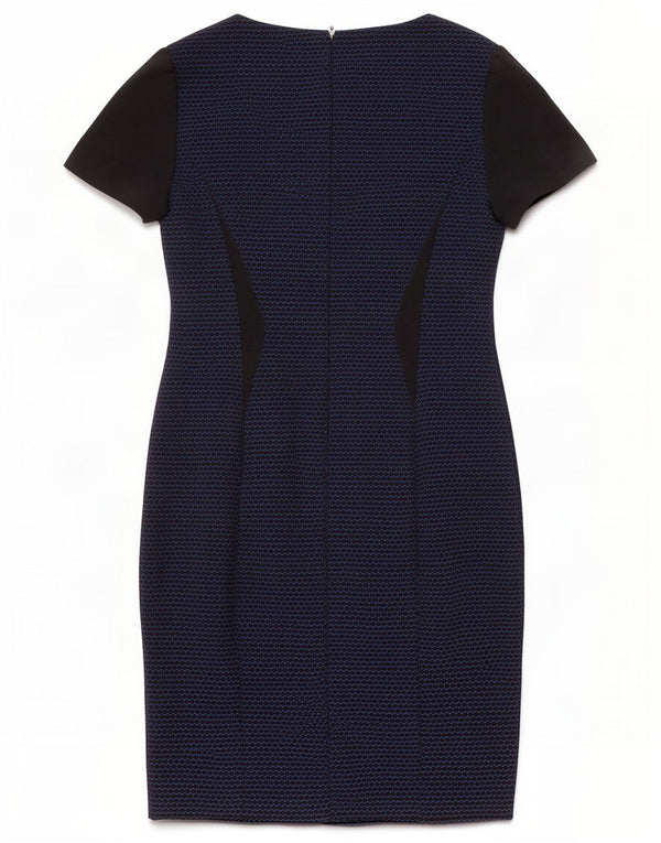 Marks & Spencer Womens Sheath Dress UK 14 Medium Navy Blue Colourblock