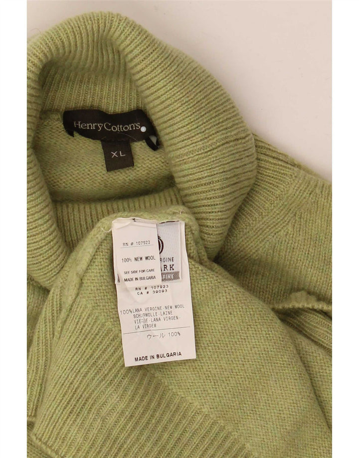 Henry Cottons Herre Roll Neck Jumper Sweater XL Grøn Virgin Wool