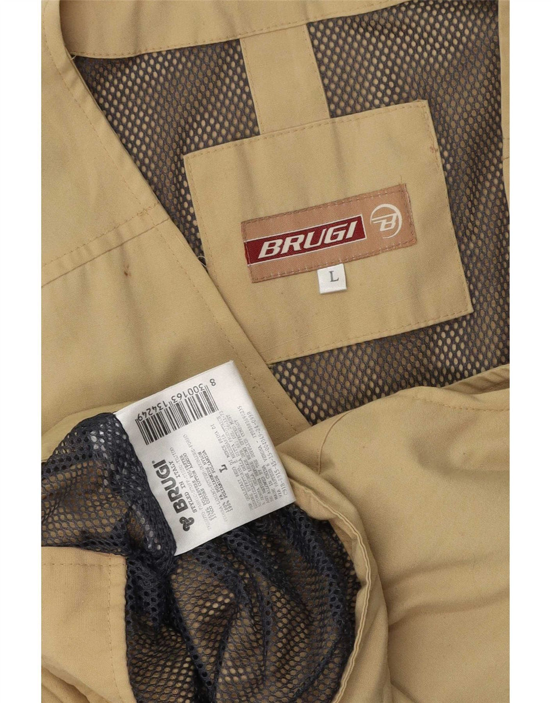 Brugi Herre Utility Gilet UK 40 Large Khaki Polyester