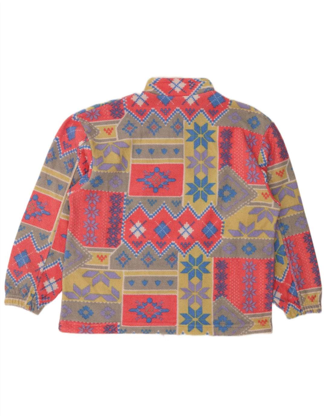 Vintage Dame Fleece Jumper UK 18 XL Flerfarvet Patchwork Retro